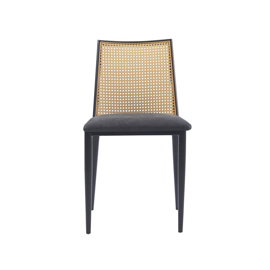 NORDLYS Osaka spisestuestol - rotting, semsket skinn og sort metall