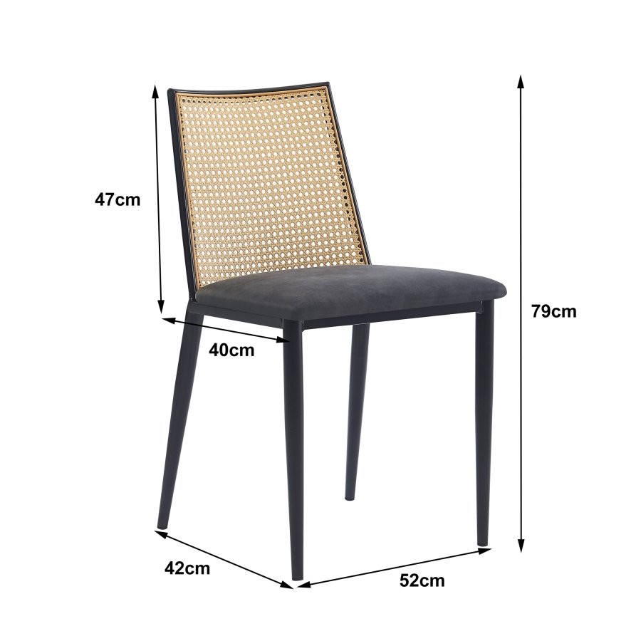 NORDLYS Osaka spisestuestol - rotting, semsket skinn og sort metall