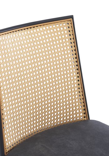 NORDLYS Osaka spisestuestol - rotting, semsket skinn og sort metall