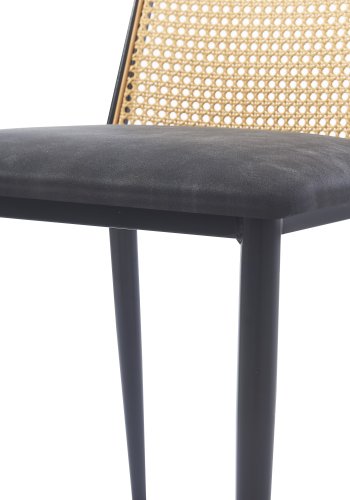 NORDLYS Osaka spisestuestol - rotting, semsket skinn og sort metall