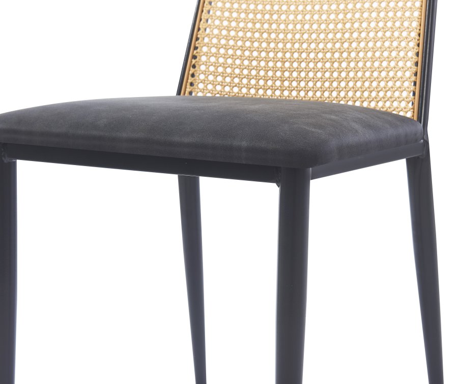 NORDLYS Osaka spisestuestol - rotting, semsket skinn og sort metall