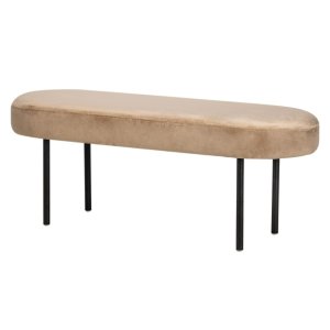 NORDLYS Oslo bnk, oval - beige fljl og sort metal (95x35)