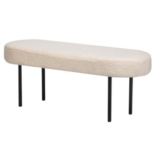 NORDLYS Oslo bnk, oval - hvid stof og sort metal (95x35)