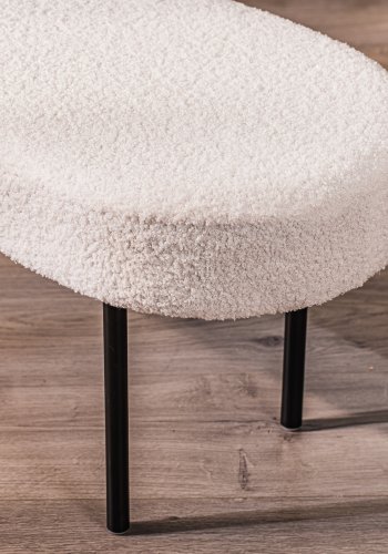 NORDLYS Oslo benk, oval - hvitt stoff og sort metall (95x35)