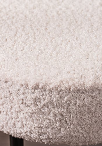 NORDLYS Oslo benk, oval - hvitt stoff og sort metall (95x35)