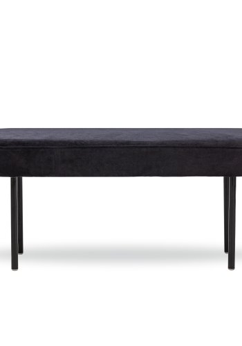 NORDLYS Oslo benk, oval - svart flyel og svart metall (95x35)