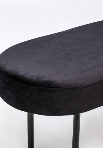 NORDLYS Oslo benk, oval - svart flyel og svart metall (95x35)