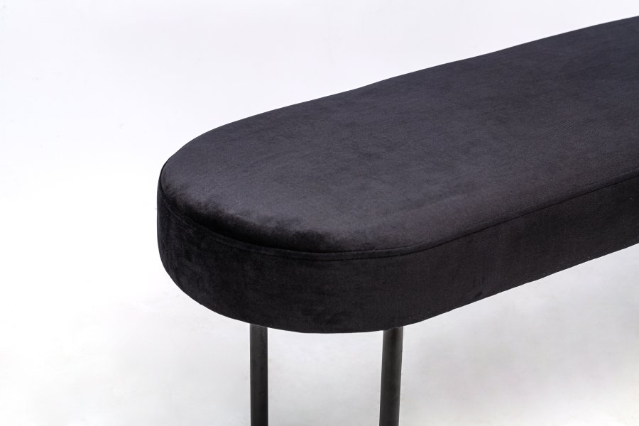 NORDLYS Oslo benk, oval - svart flyel og svart metall (95x35)