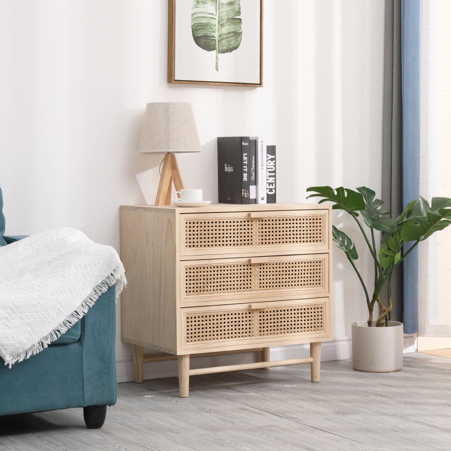 NORDLYS Phoenix kommode, m. 3 skuffer - naturrotting og tre