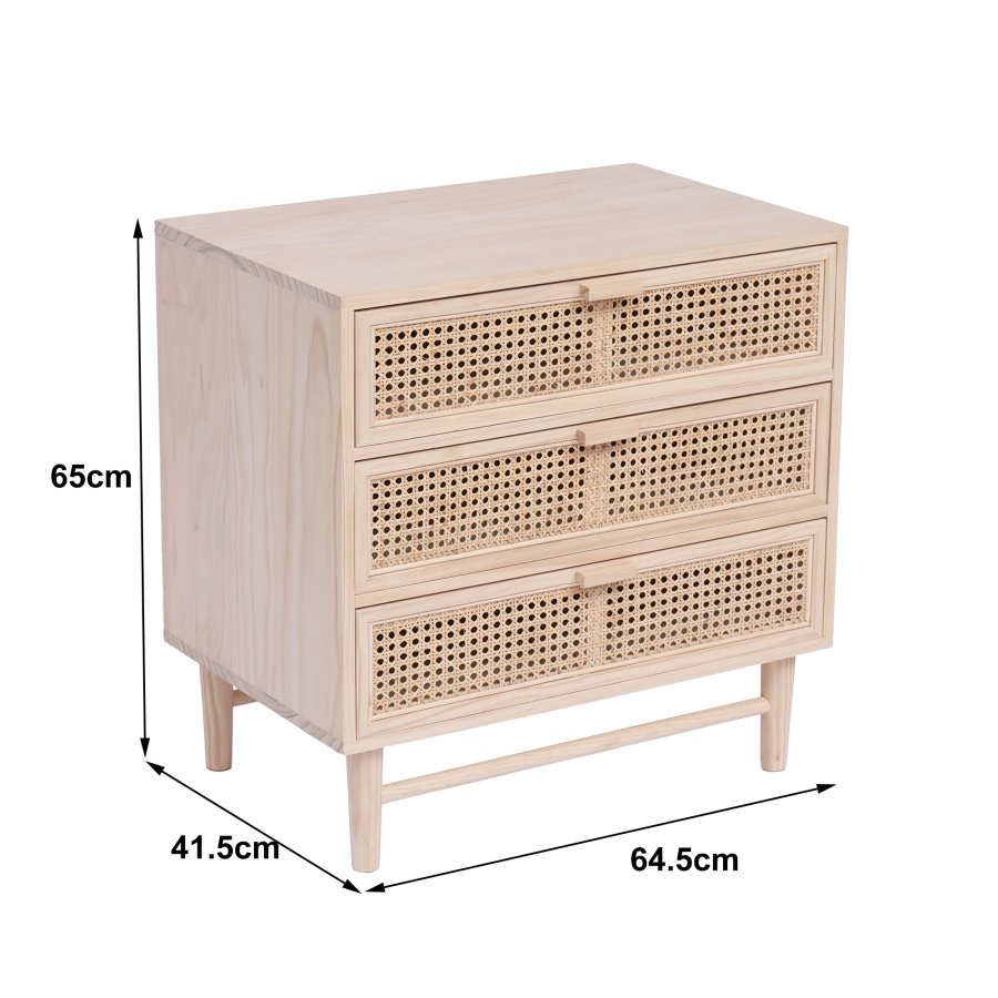 NORDLYS Phoenix kommode, m. 3 skuffer - naturrotting og tre