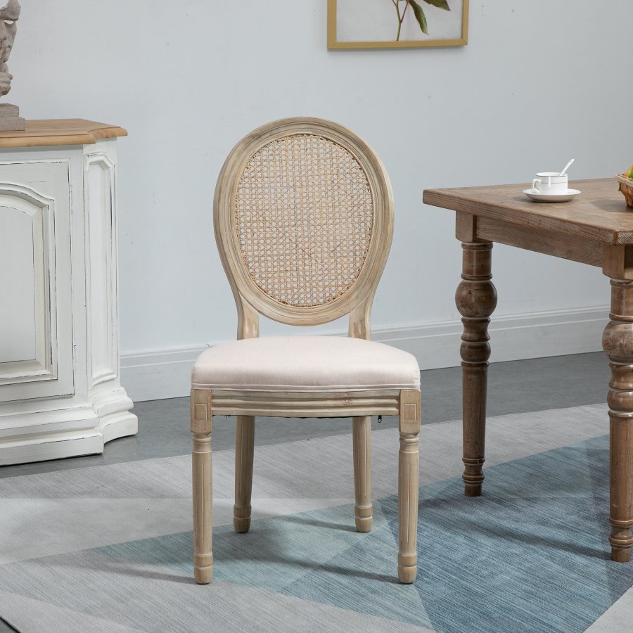 NORDLYS Richelieu spisestuestol - beige stoff og gummitre