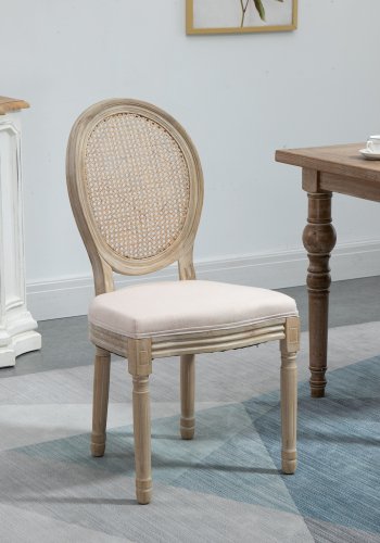 NORDLYS Richelieu spisestuestol - beige stoff og gummitre