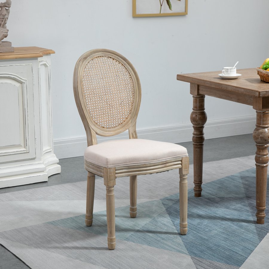 NORDLYS Richelieu spisestuestol - beige stoff og gummitre