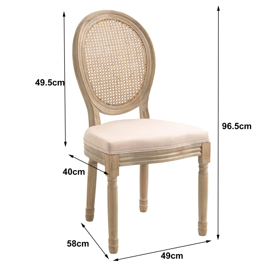 NORDLYS Richelieu spisestuestol - beige stoff og gummitre