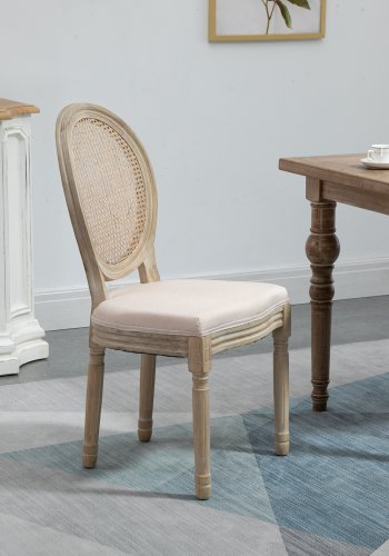 NORDLYS Richelieu spisestuestol - beige stoff og gummitre