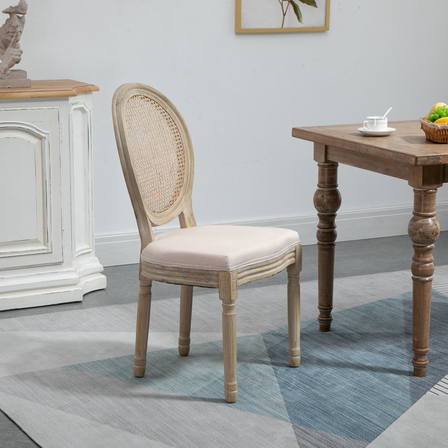 NORDLYS Richelieu spisestuestol - beige stoff og gummitre