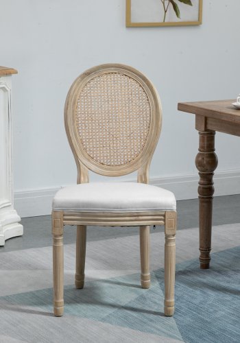 NORDLYS Richelieu spisestuestol - grtt stoff, rotting og gummitre