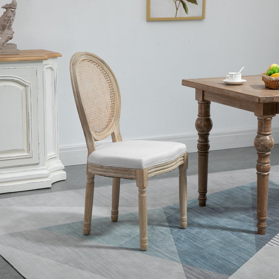 NORDLYS Richelieu spisestuestol - grtt stoff, rotting og gummitre