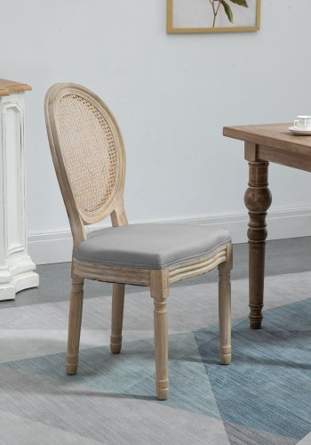 NORDLYS Richelieu spisestuestol - mrkegrtt stoff, rotting og gummitre