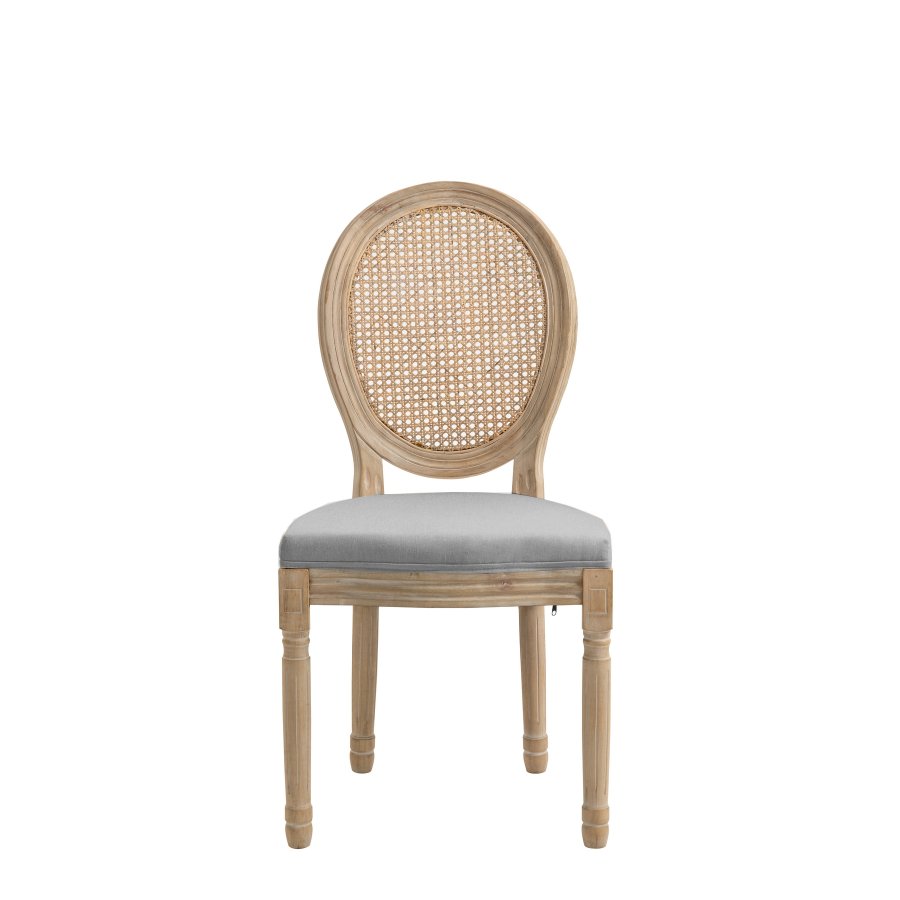 NORDLYS Richelieu spisestuestol - mrkegrtt stoff, rotting og gummitre