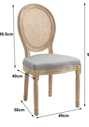 NORDLYS Richelieu spisestuestol - mrkegrtt stoff, rotting og gummitre