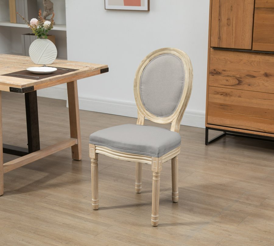 NORDLYS Richelieu spisestuestol - mrkegrtt stoff og gummitre