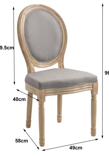 NORDLYS Richelieu spisestuestol - mrkegrtt stoff og gummitre