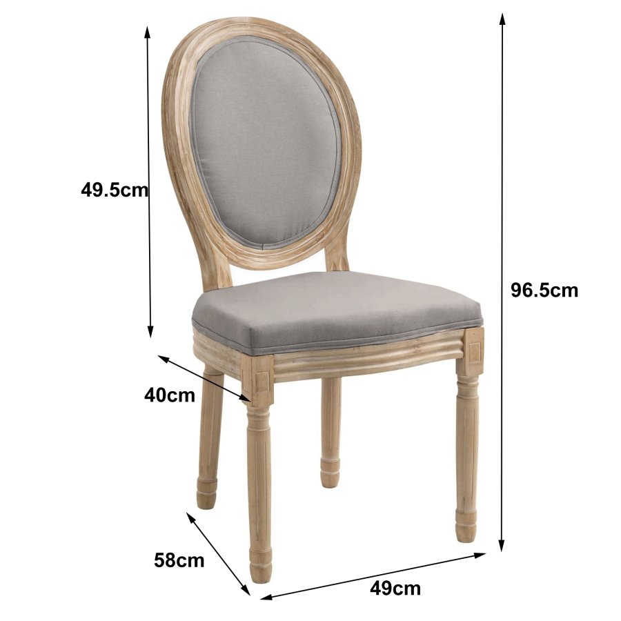 NORDLYS Richelieu spisestuestol - mrkegrtt stoff og gummitre
