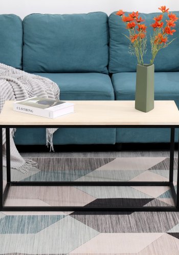 NORDLYS Sapporo salongbord, rektangulrt - furu og svart metall (90x45)