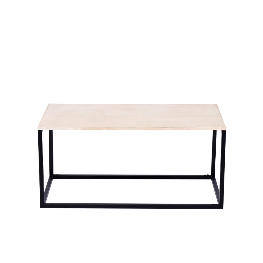 NORDLYS Sapporo salongbord, rektangulrt - furu og svart metall (90x45)