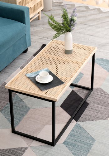 NORDLYS Sapporo salongbord, rektangulrt - rotting og svart metall (91,5x46)