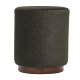 NORDLYS Soka Pouf, rund – brauner Samt und braunes Holz (35)