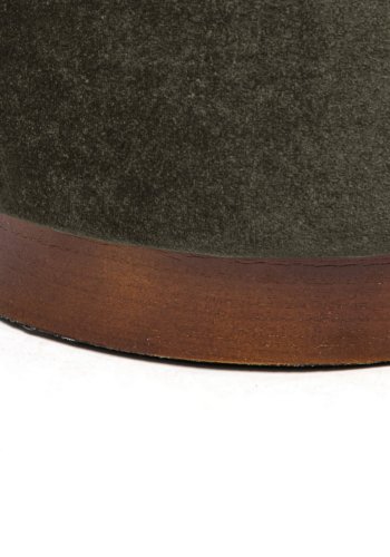 NORDLYS Soka Pouf, rund – brauner Samt und braunes Holz (35)