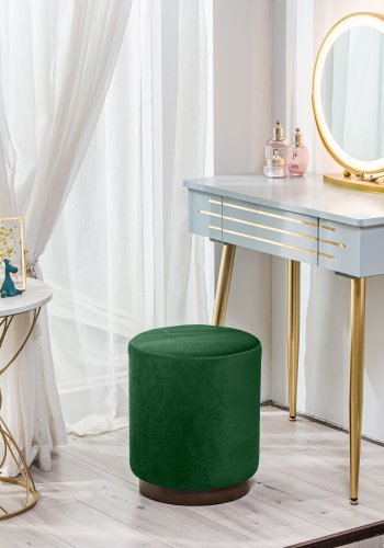 NORDLYS Soka-puff, rund - grnn flyel og brunt tre (35)