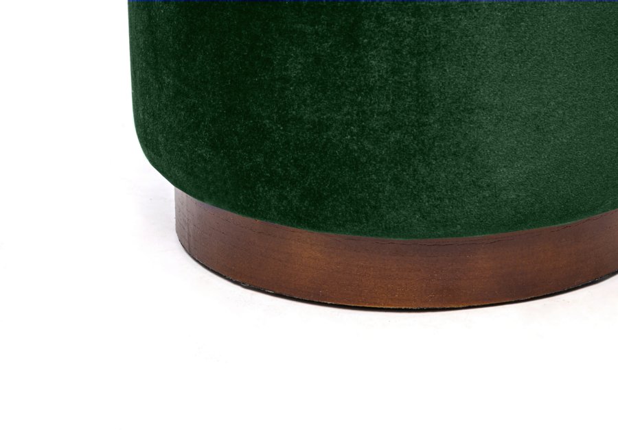NORDLYS Soka-puff, rund - grnn flyel og brunt tre (35)