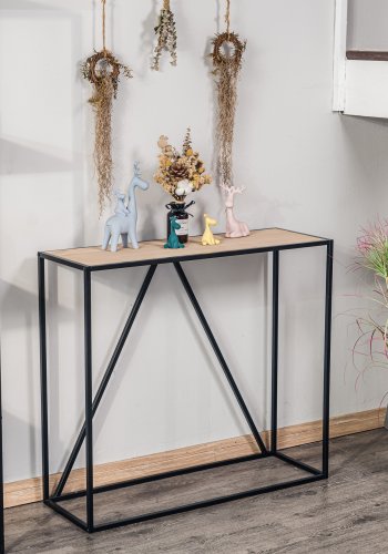 NORDLYS Solna konsollbord, rektangulrt - tre og sort metall (90x30)