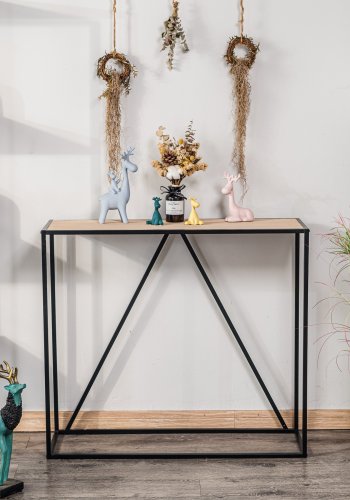NORDLYS Solna konsollbord, rektangulrt - tre og sort metall (90x30)