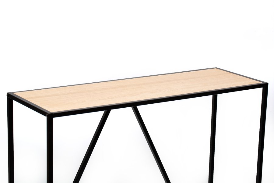 NORDLYS Solna konsollbord, rektangulrt - tre og sort metall (90x30)