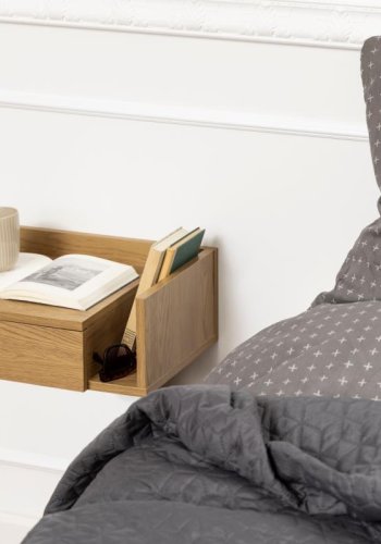 ACT NORDIC Ashlan Wand-Nachttisch, mit 1 Schublade, umkehrbar – natürliches Wildeichenpapier MDF (40x32)