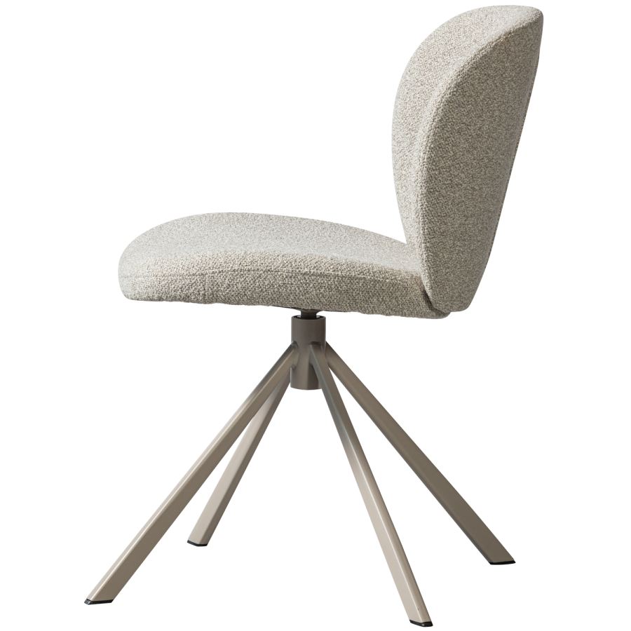 WOOOD Femke spisebordsstol, m. drejefunktion - natur boucl stof og natur stl