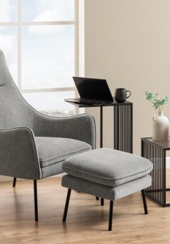 ACT NORDIC Strington Beistelltisch, rechteckig – schwarzes Melamin mit Izmir-Marmormuster/schwarzer Stahl (35x43)