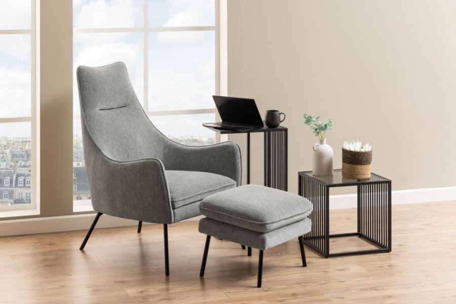 ACT NORDIC Strington Beistelltisch, rechteckig – schwarzes Melamin mit Izmir-Marmormuster/schwarzer Stahl (35x43)