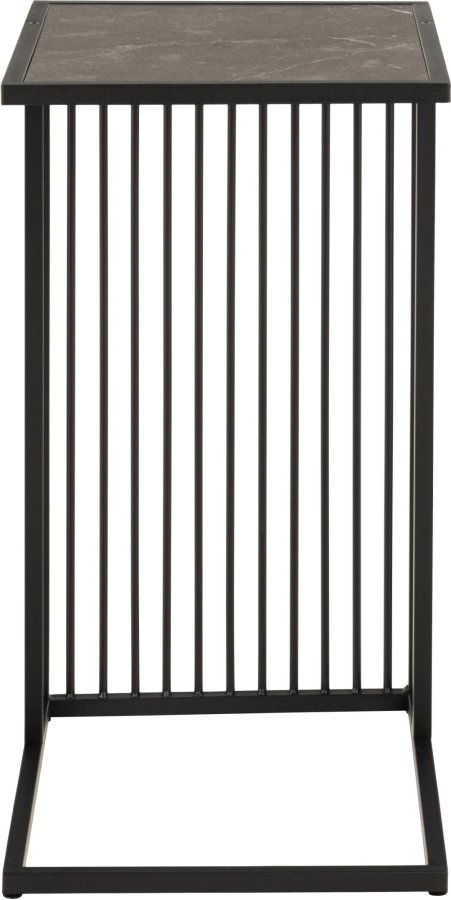 ACT NORDIC Strington Beistelltisch, rechteckig – schwarzes Melamin mit Izmir-Marmormuster/schwarzer Stahl (35x43)