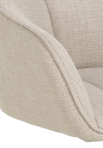 ACT NORDIC Brenda Esszimmerstuhl, mit Armlehnen und Drehfunktion – beiger Stoff und schwarzes Metall