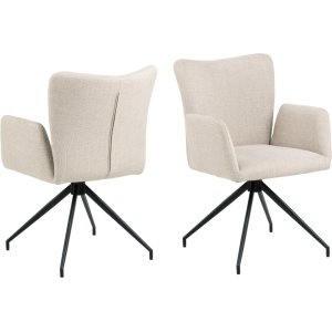 ACT NORDIC Laura spisebordsstol, m. armln og drejefunktion - beige stof og sort stl