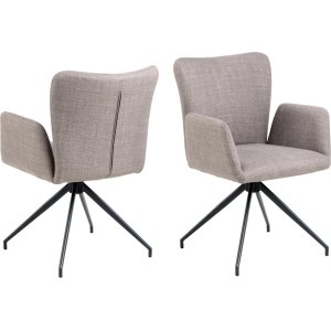 ACT NORDIC Laura spisebordsstol, m. armln og drejefunktion - grbrun stof og sort stl