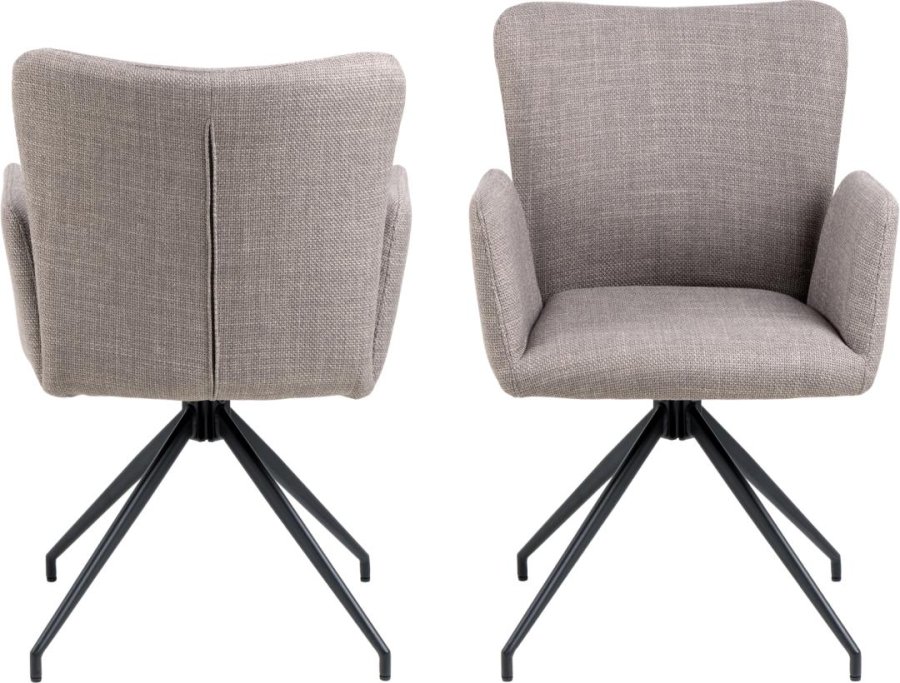 ACT NORDIC Laura spisebordsstol, m. armln og drejefunktion - grbrun stof og sort stl