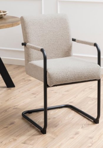 ACT NORDIC Adele spisebordsstol, m. armln - beige stof og sort stl