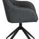 ACT NORDIC Brenda Esszimmerstuhl, mit Armlehnen und Drehfunktion - dunkelgrauer Stoff und schwarzes Metall