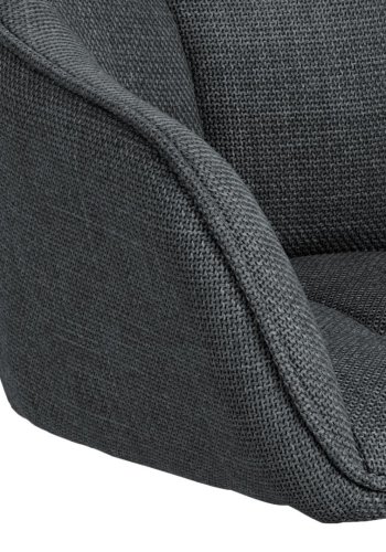 ACT NORDIC Brenda Esszimmerstuhl, mit Armlehnen und Drehfunktion - dunkelgrauer Stoff und schwarzes Metall